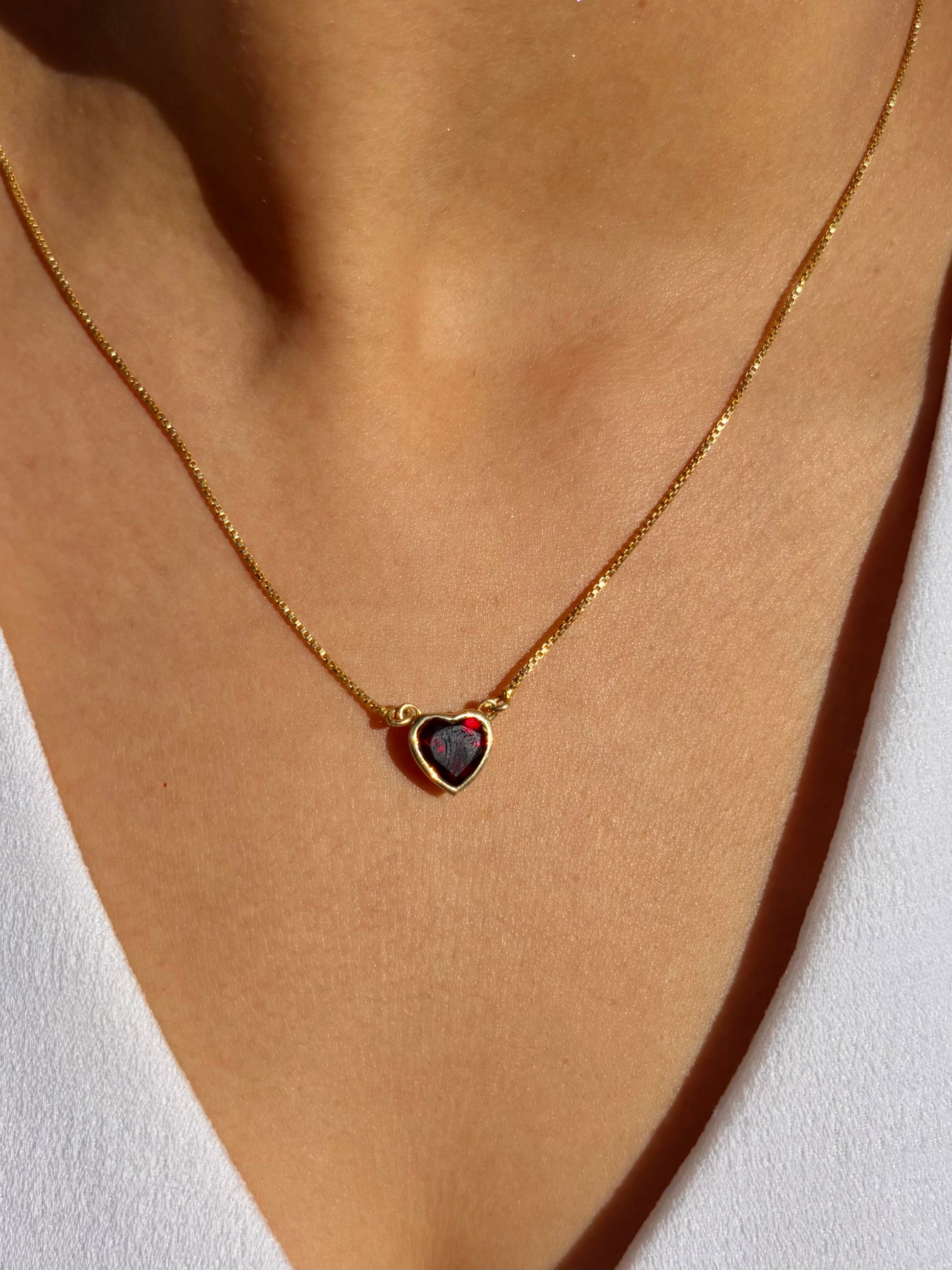 Garnet Heart Pendant Gold Plated Sterling Silver – House of Tarasya
