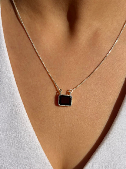 Garnet Square Necklace 925 Sterling Silver – House of Tarasya
