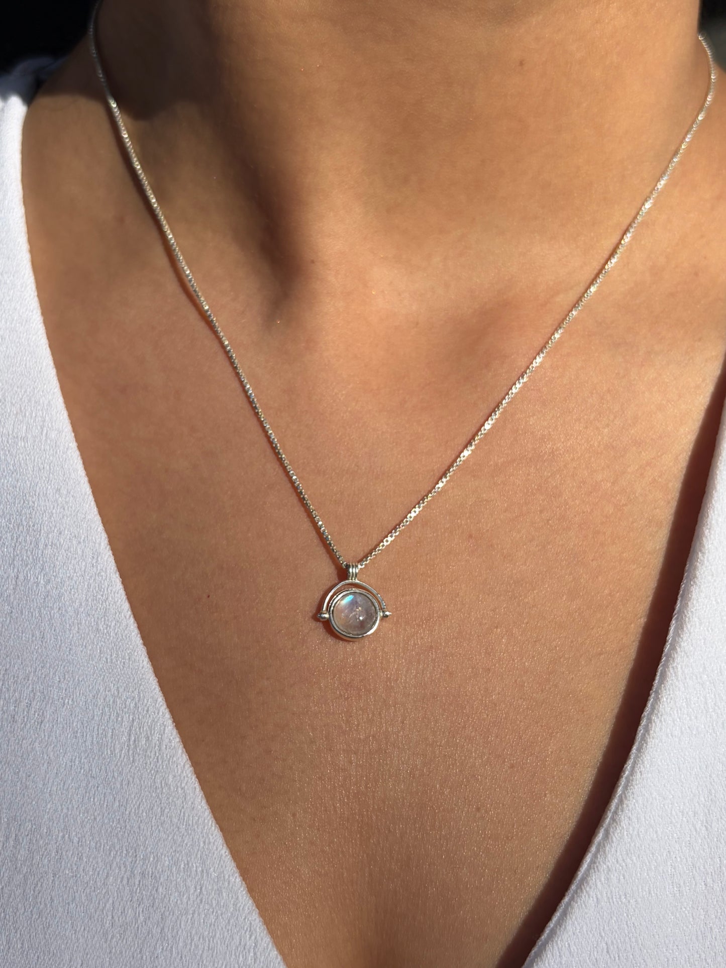 Moonstone Quiet Glow Necklace Sterling Silver Gold Plated – House of Tarasya
