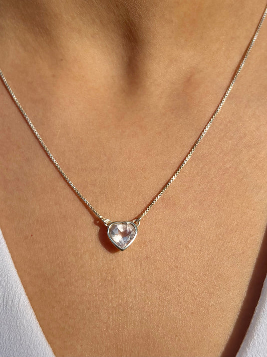 Rose Quartz Heart Necklace 925 Sterling Silver  – House of Tarasya
