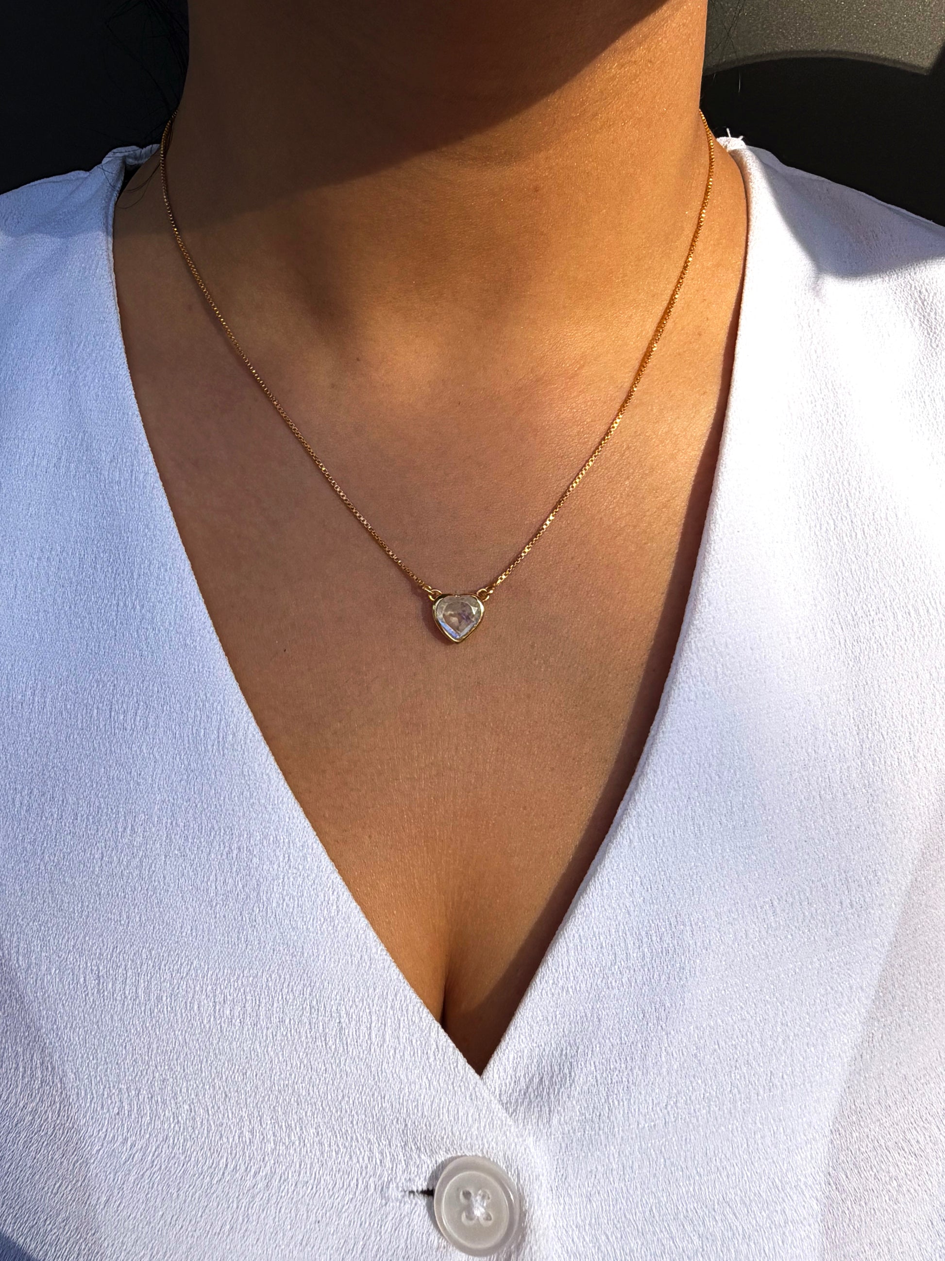 Moonstone Heart Pendant Gold Plated Necklace – House of Tarasya
