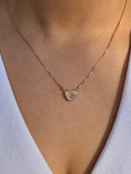 Moonstone Heart Pendant Gold Plated Necklace – House of Tarasya
