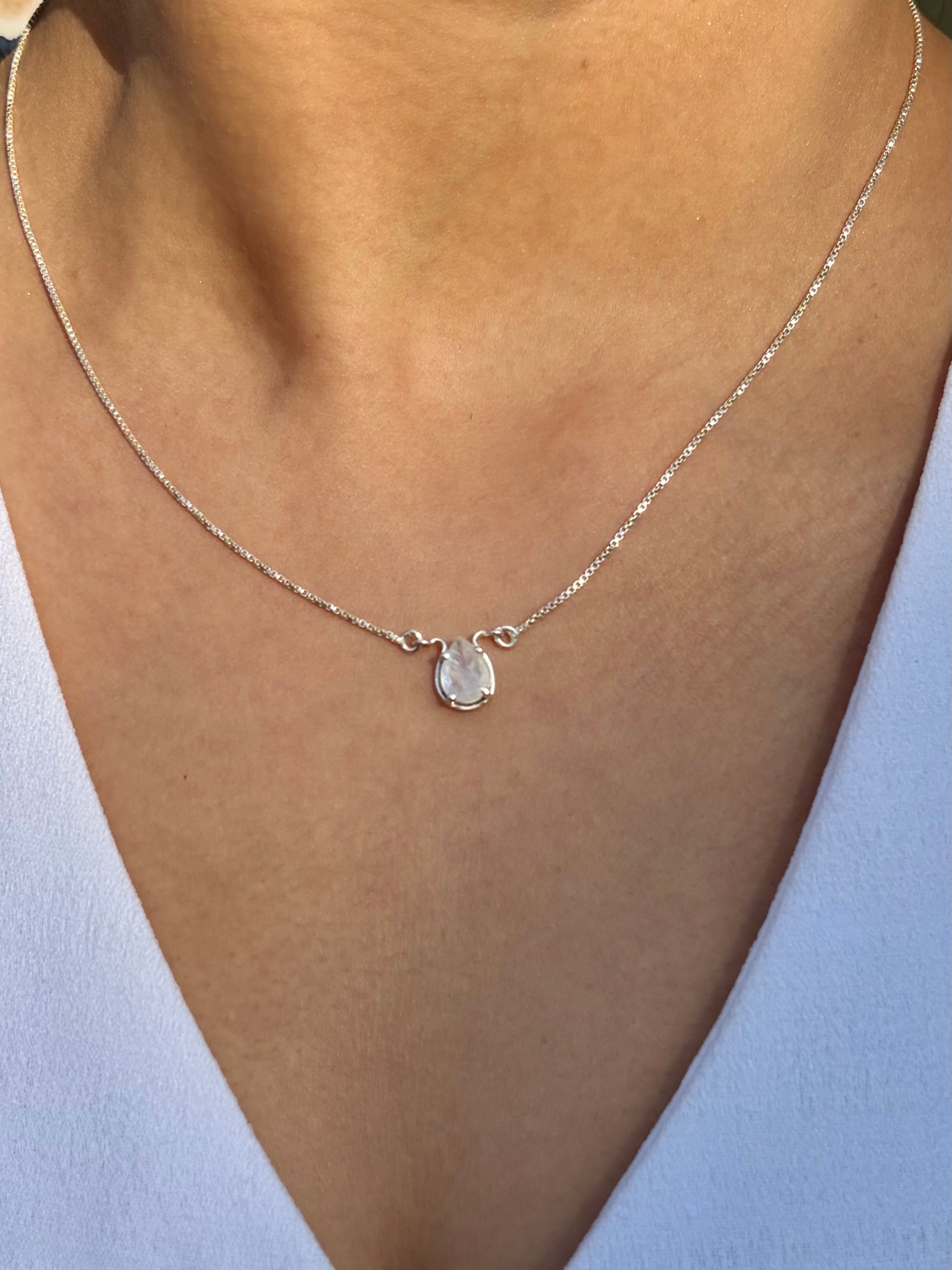 Moonstone Pear Necklace Sterling Silver Gold Plated – House of Tarasya
