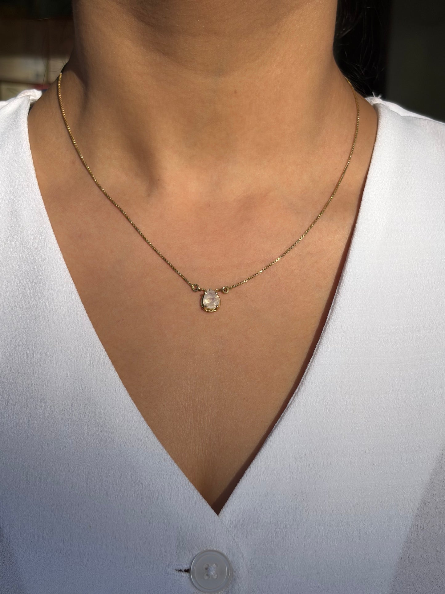 Moonstone Pear Pendant Gold Plated Necklace – House of Tarasya
