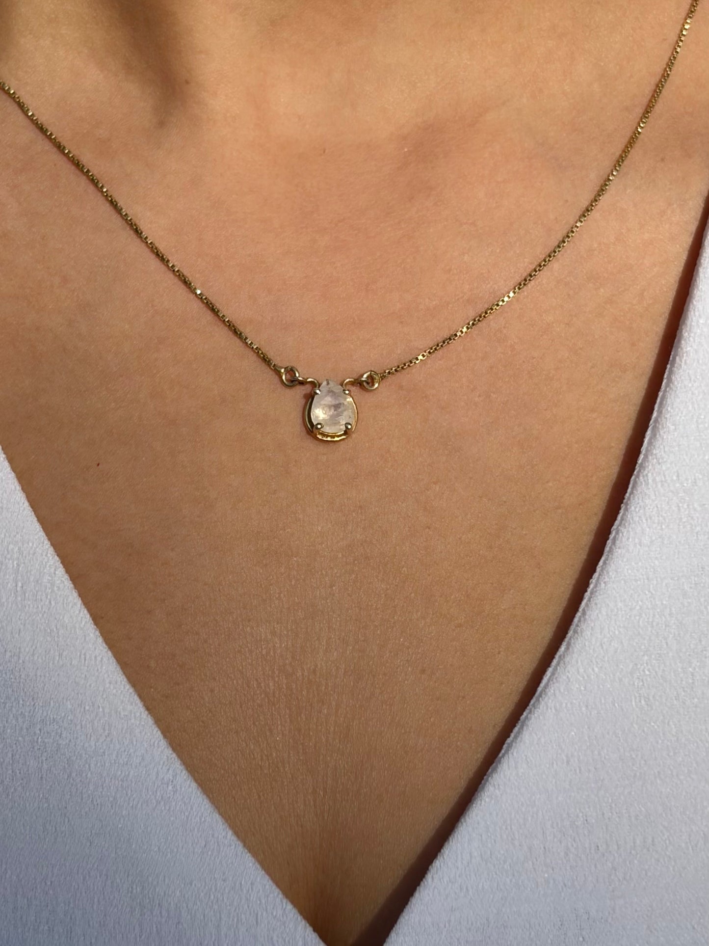 Moonstone Pear Pendant Gold Plated Necklace – House of Tarasya
