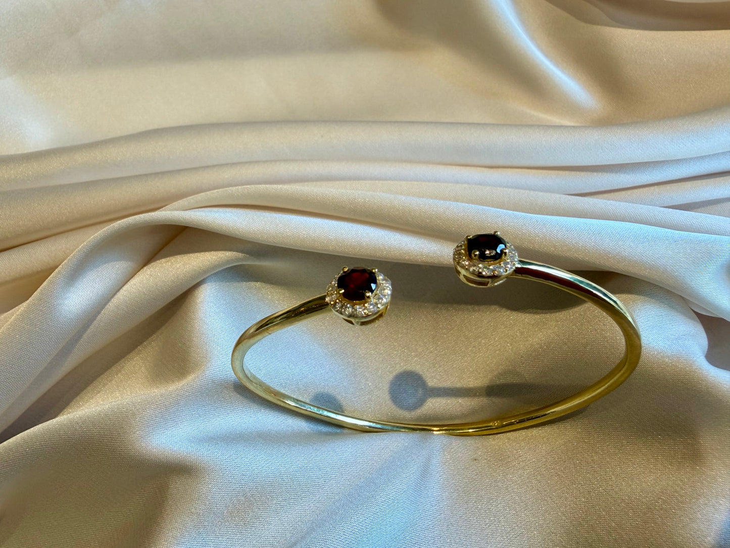 Garnet Open Cuff Bracelet Gold Plated – House of Tarasya
