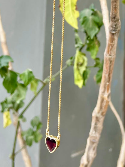 Garnet Heart Pendant Gold Plated Sterling Silver – House of Tarasya
