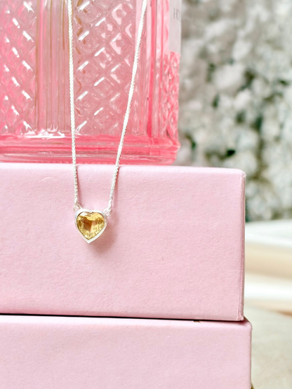 Citrine Heart Necklace 925 Sterling Silver – House of Tarasya
