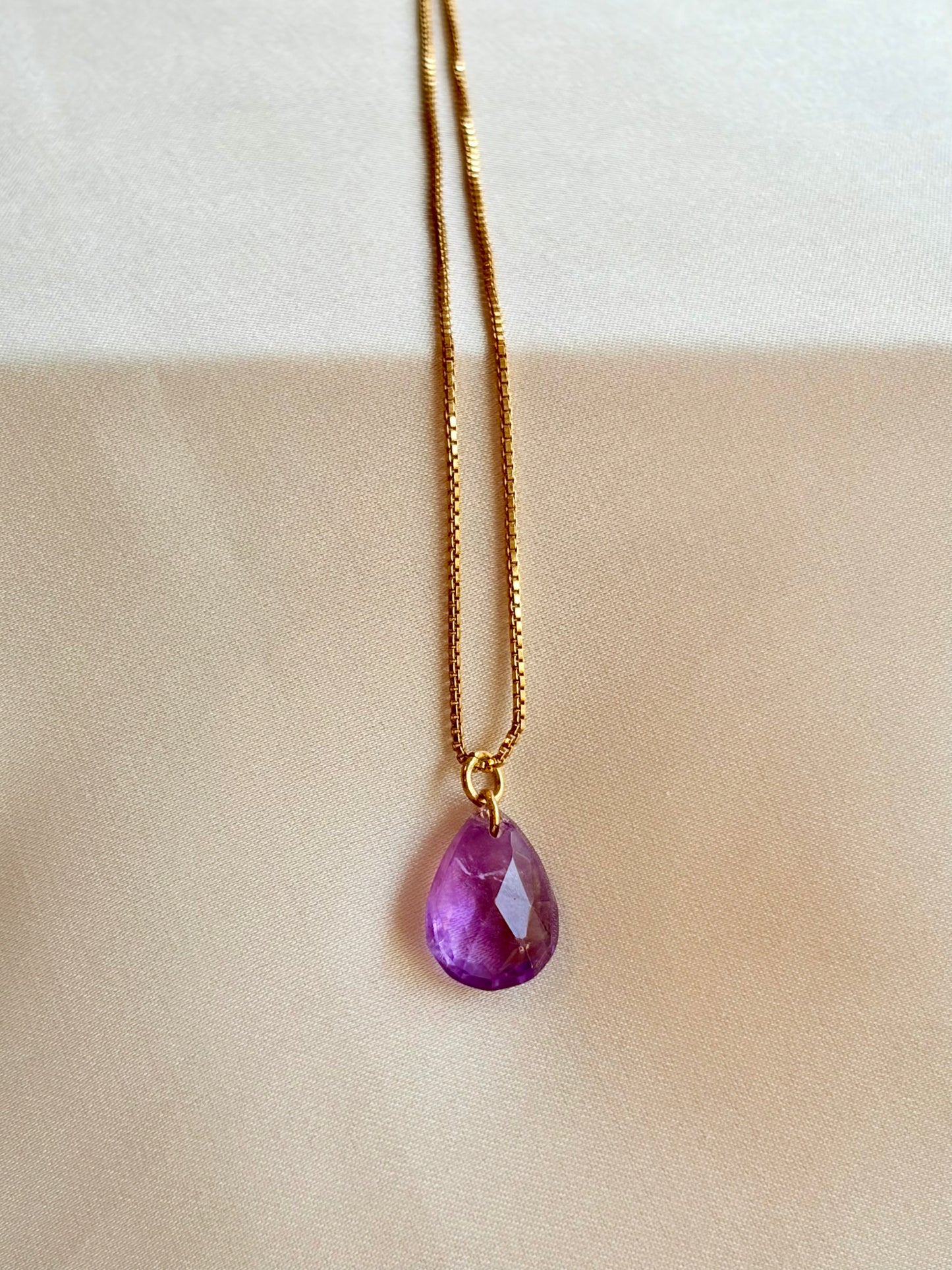 Amethyst Teardrop Pendant Sterling Silver Necklace Gold Plated – House of Tarasya
