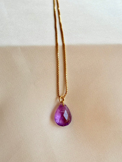 Amethyst Teardrop Pendant Sterling Silver Necklace Gold Plated – House of Tarasya
