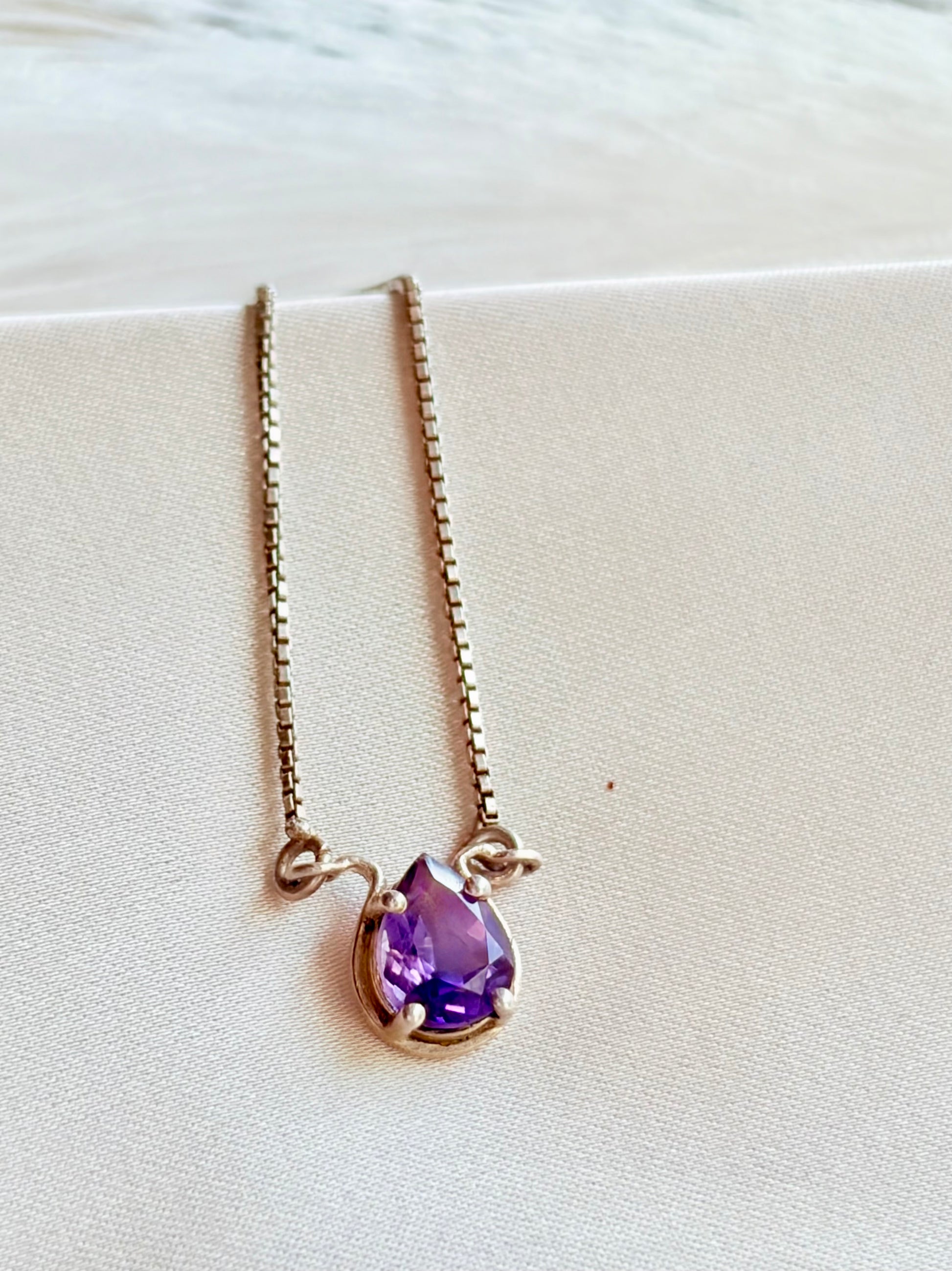 Amethyst Pear Pendant Sterling Silver Gold Plated Necklace – House of Tarasya
