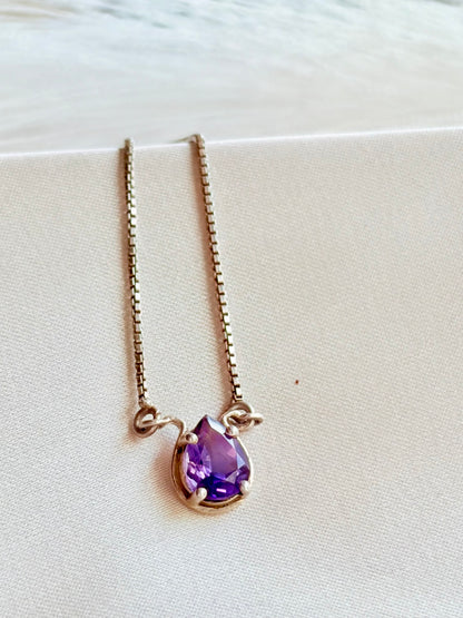 Amethyst Pear Pendant Sterling Silver Gold Plated Necklace – House of Tarasya
