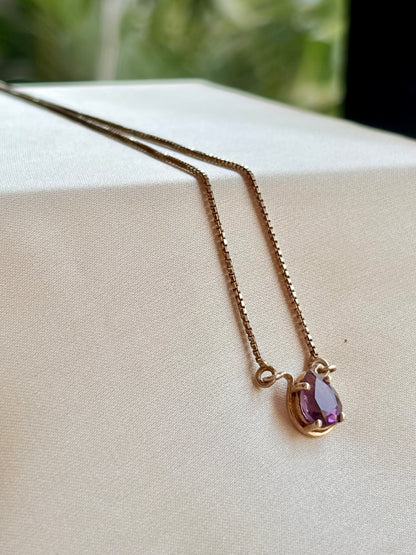 Amethyst Pear Pendant Sterling Silver Gold Plated Necklace – House of Tarasya
