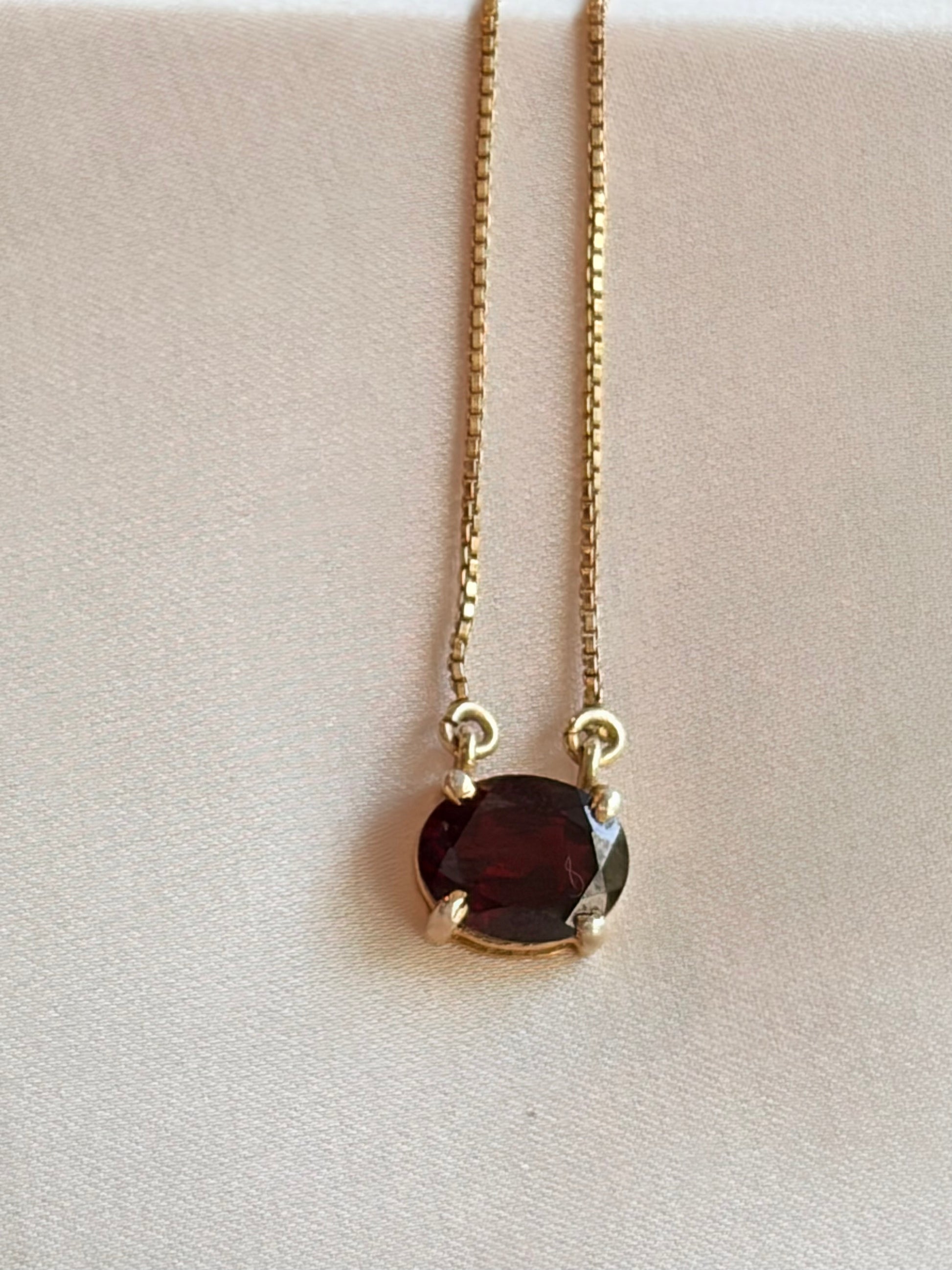 Garnet Oval Pendant Gold Plated Necklace – House of Tarasya
