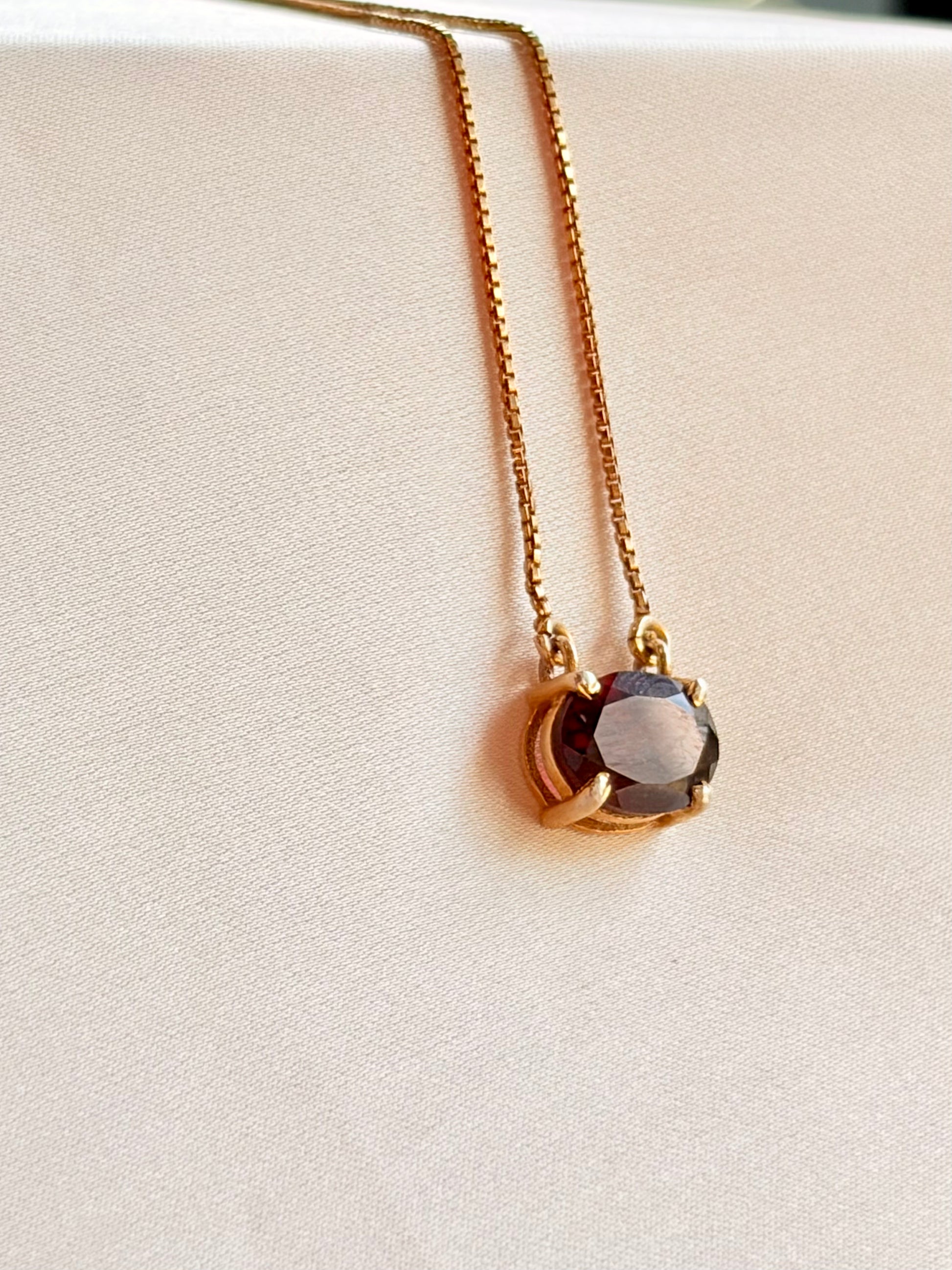 Garnet Oval Pendant Gold Plated Necklace – House of Tarasya
