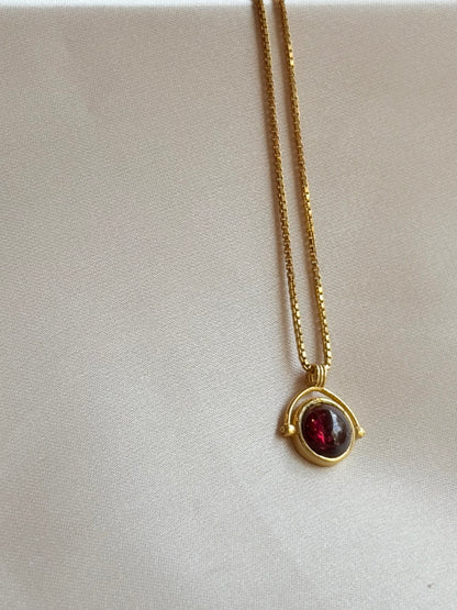 Garnet Round Pendant Gold Plated Necklace – House of Tarasya
