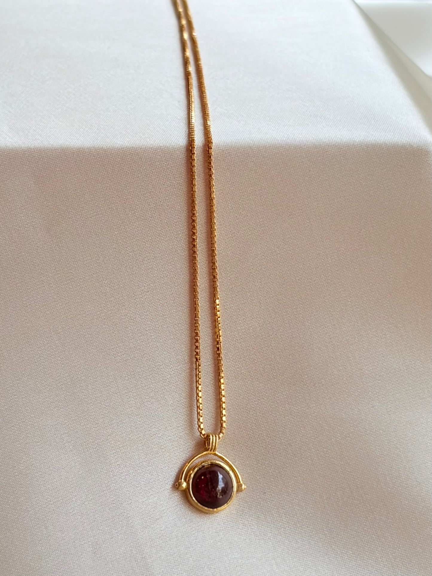 Garnet Round Pendant Gold Plated Necklace – House of Tarasya
