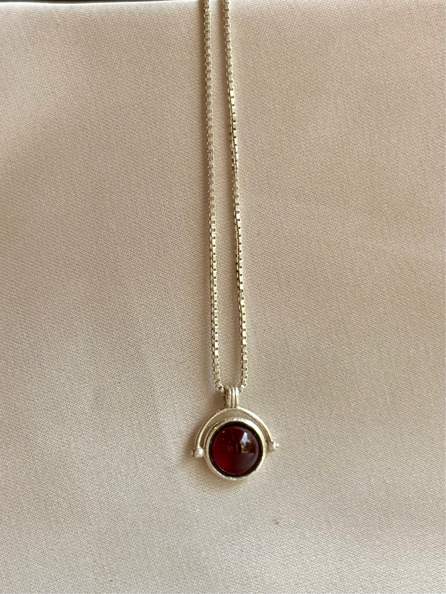Garnet Round Necklace Gold Plated Sterling Silver – House of Tarasya
