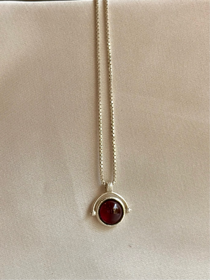 Garnet Round Necklace Gold Plated Sterling Silver – House of Tarasya
