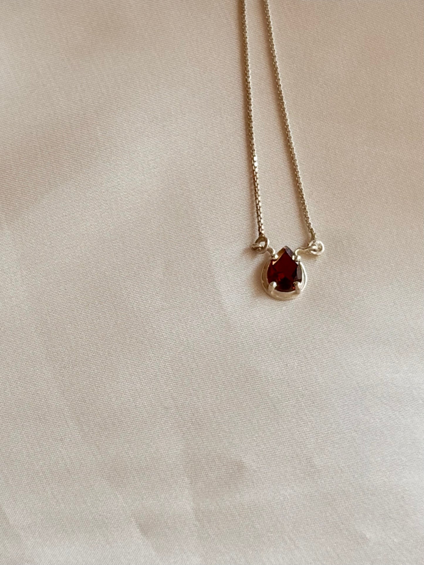 Garnet Pear Pendant 925 Sterling Silver Necklace – House of Tarasya
