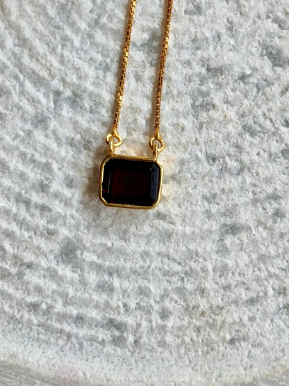 Garnet Square Pendant Gold Plated Necklace – House of Tarasya
