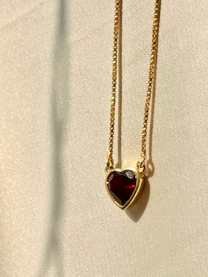Garnet Heart Pendant Gold Plated Sterling Silver – House of Tarasya
