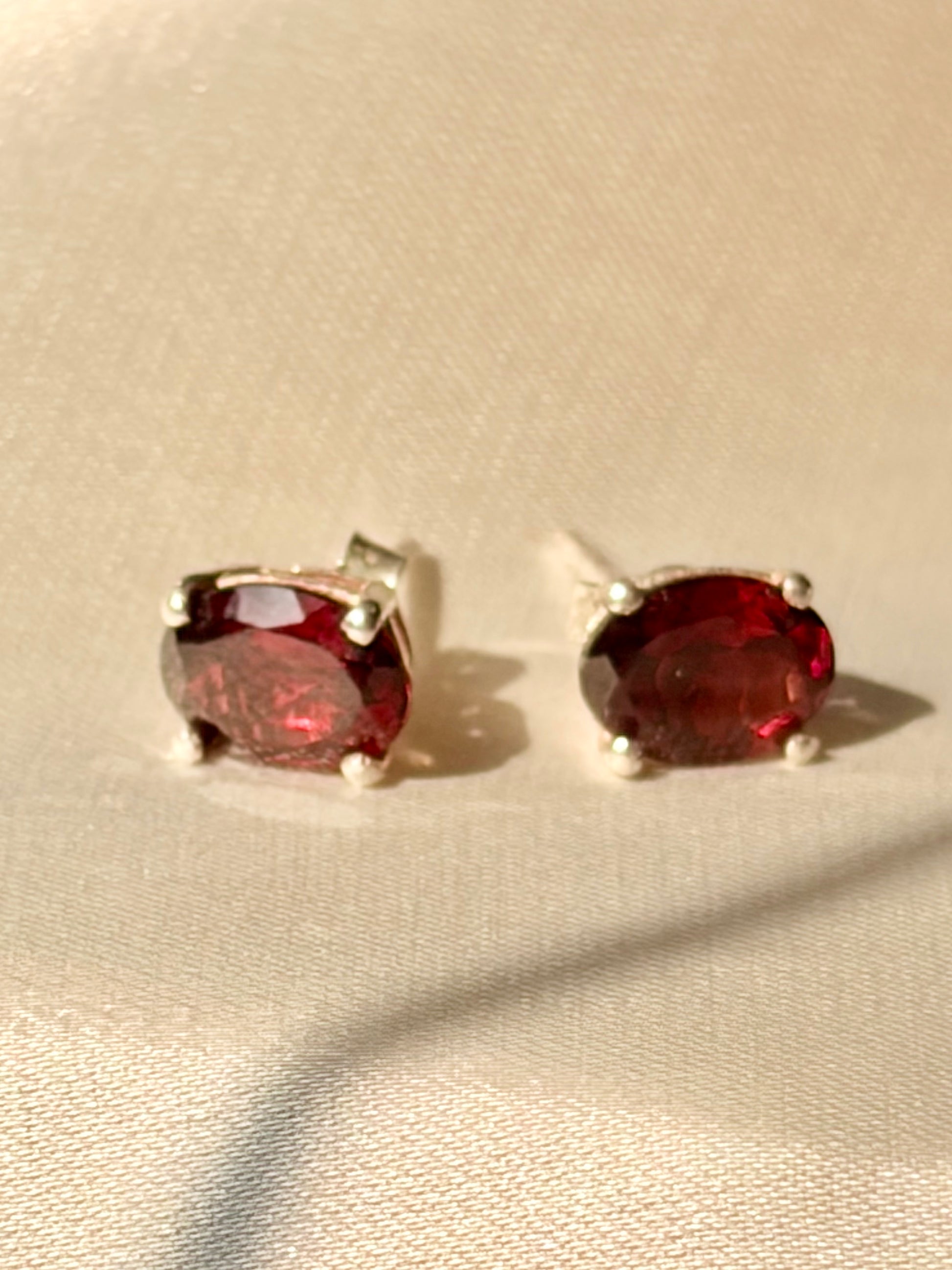 Garnet Drop Earrings 925 Sterling Silver – House of Tarasya
