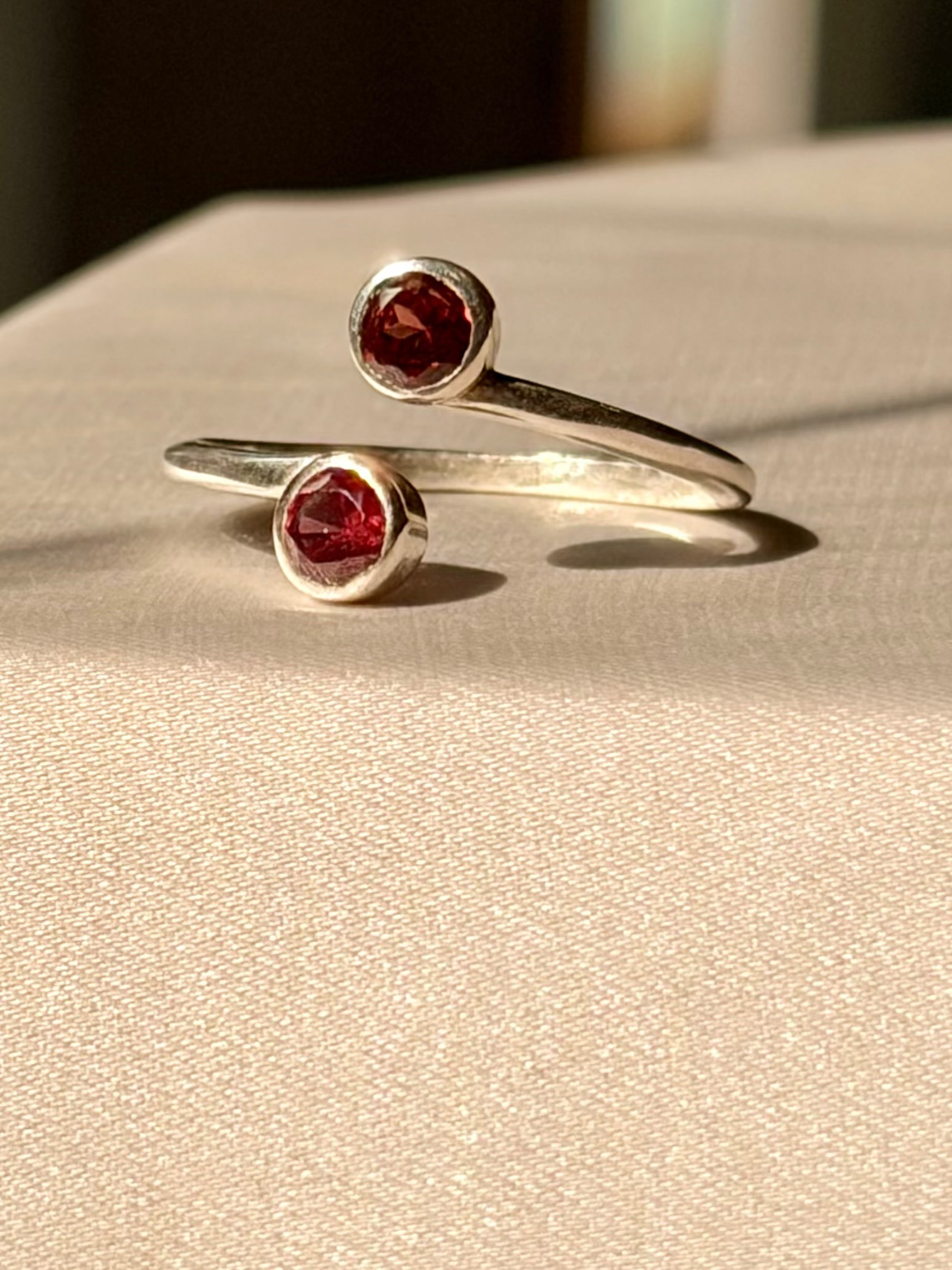 Garnet Duo Stone Ring Gemstone 925 Sterling Silver Jewellery – House of Tarasya
