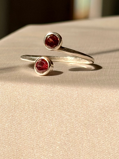 Garnet Duo Stone Ring Gemstone 925 Sterling Silver Jewellery – House of Tarasya
