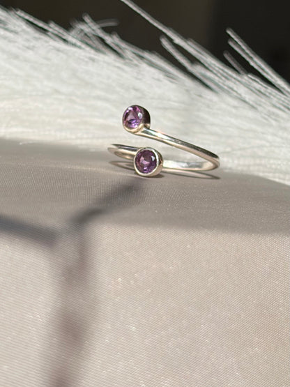 Amethyst Duo Ring Sterling Silver Gold Plated – House of Tarasya
