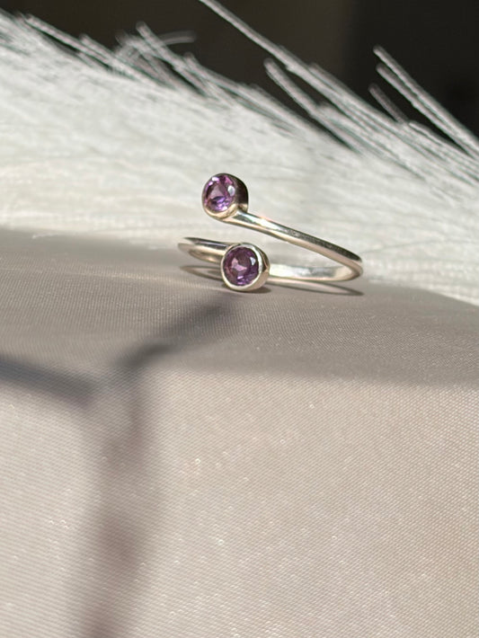 Amethyst Duo Ring Sterling Silver Gold Plated – House of Tarasya
