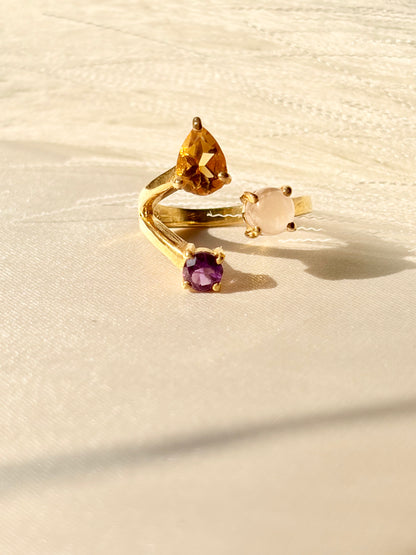 Amethyst Citrine Rose Quartz Multi Stone Pendant Gold – House of Tarasya
