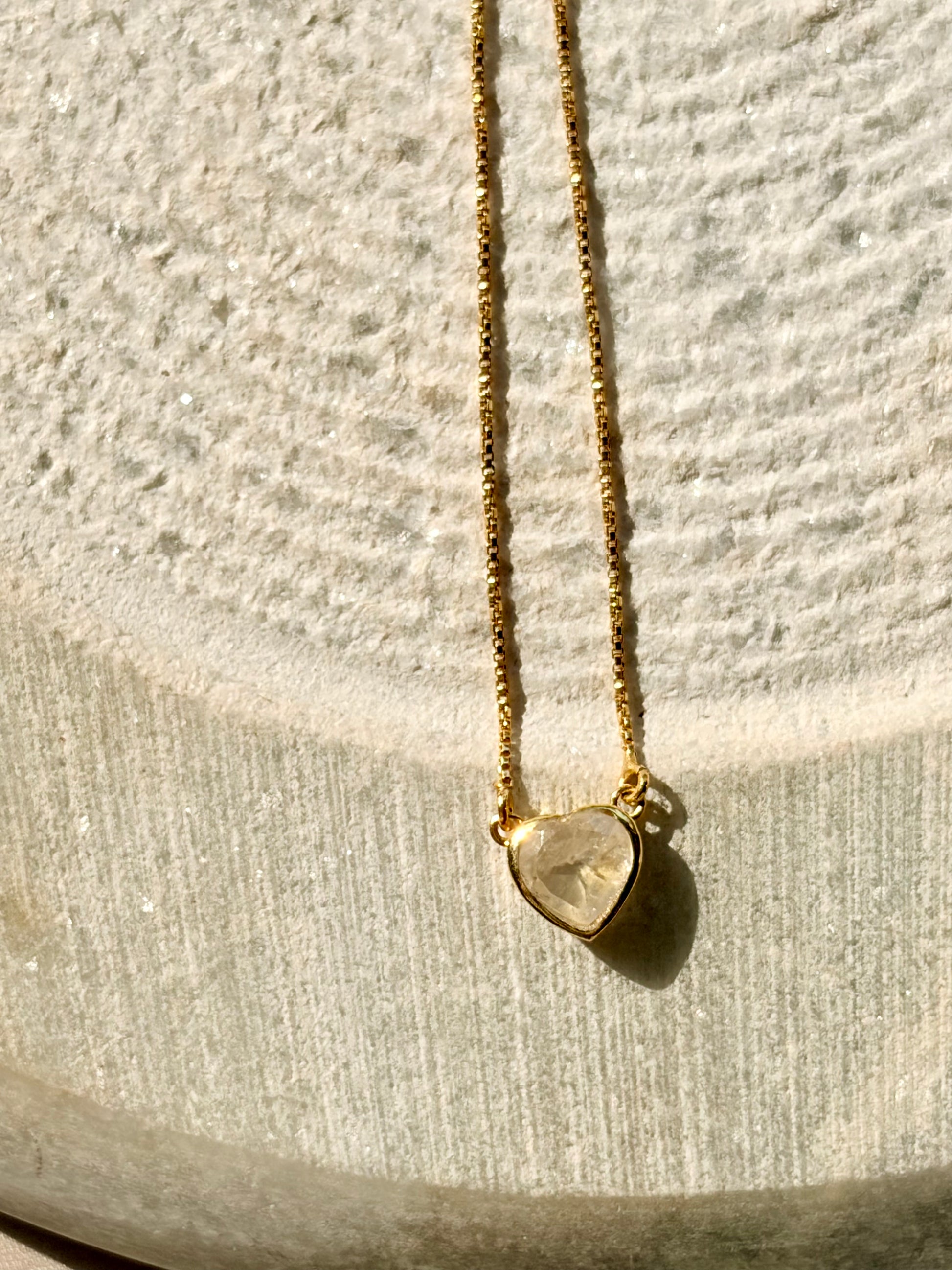 Moonstone Heart Pendant Gold Plated Necklace – House of Tarasya
