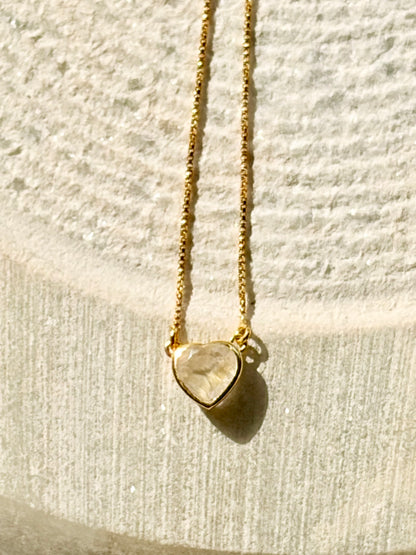 Moonstone Heart Pendant Gold Plated Necklace – House of Tarasya
