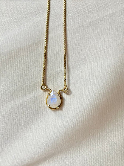 Moonstone Pear Pendant Gold Plated Necklace – House of Tarasya
