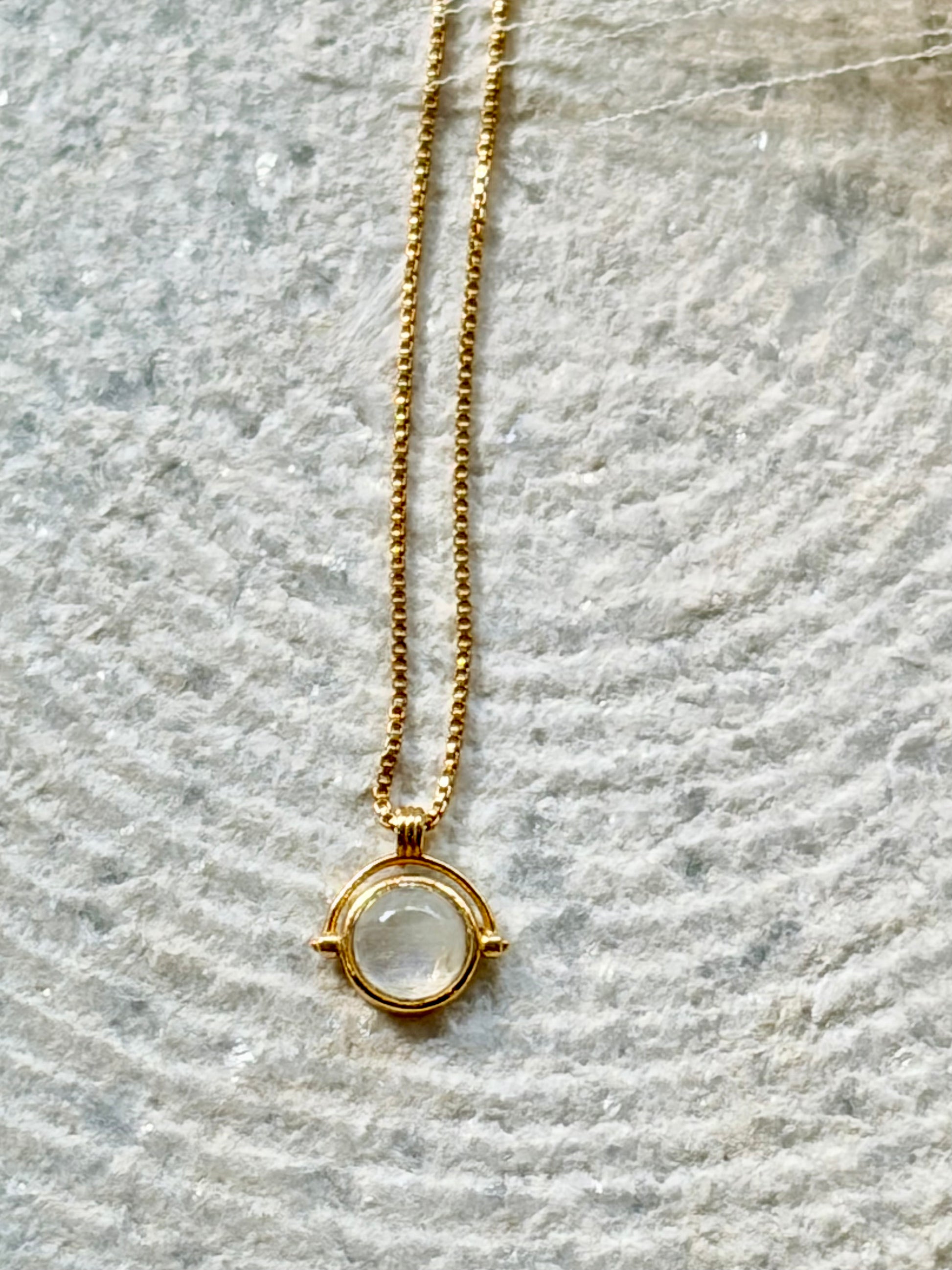 Moonstone Round Necklace Gold Plated Gemstone – House of Tarasya
