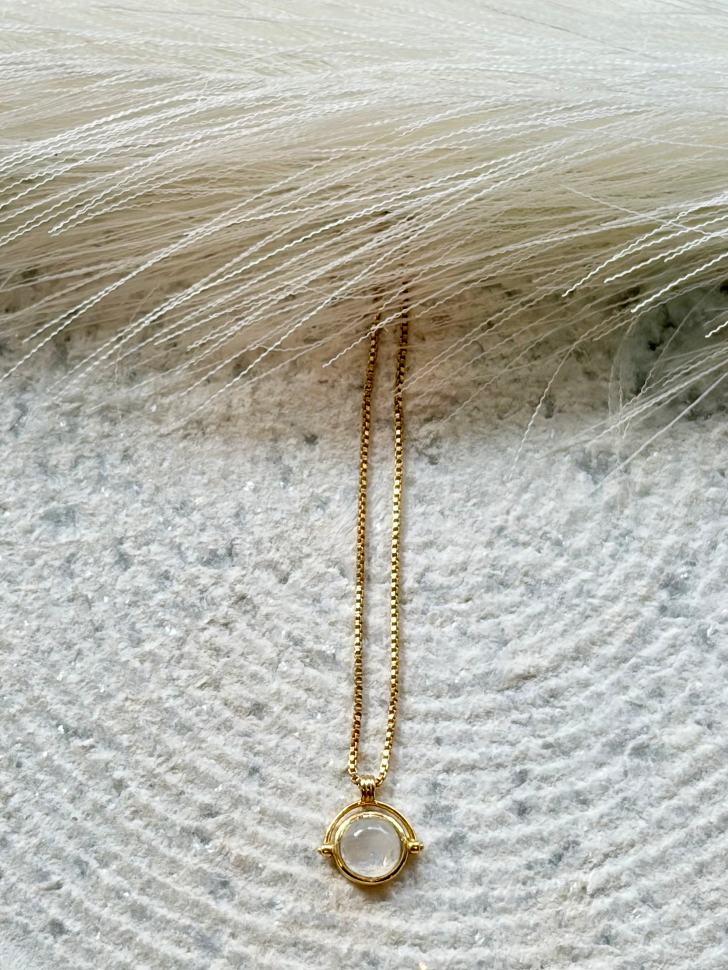 Moonstone Round Necklace Gold Plated Gemstone – House of Tarasya
