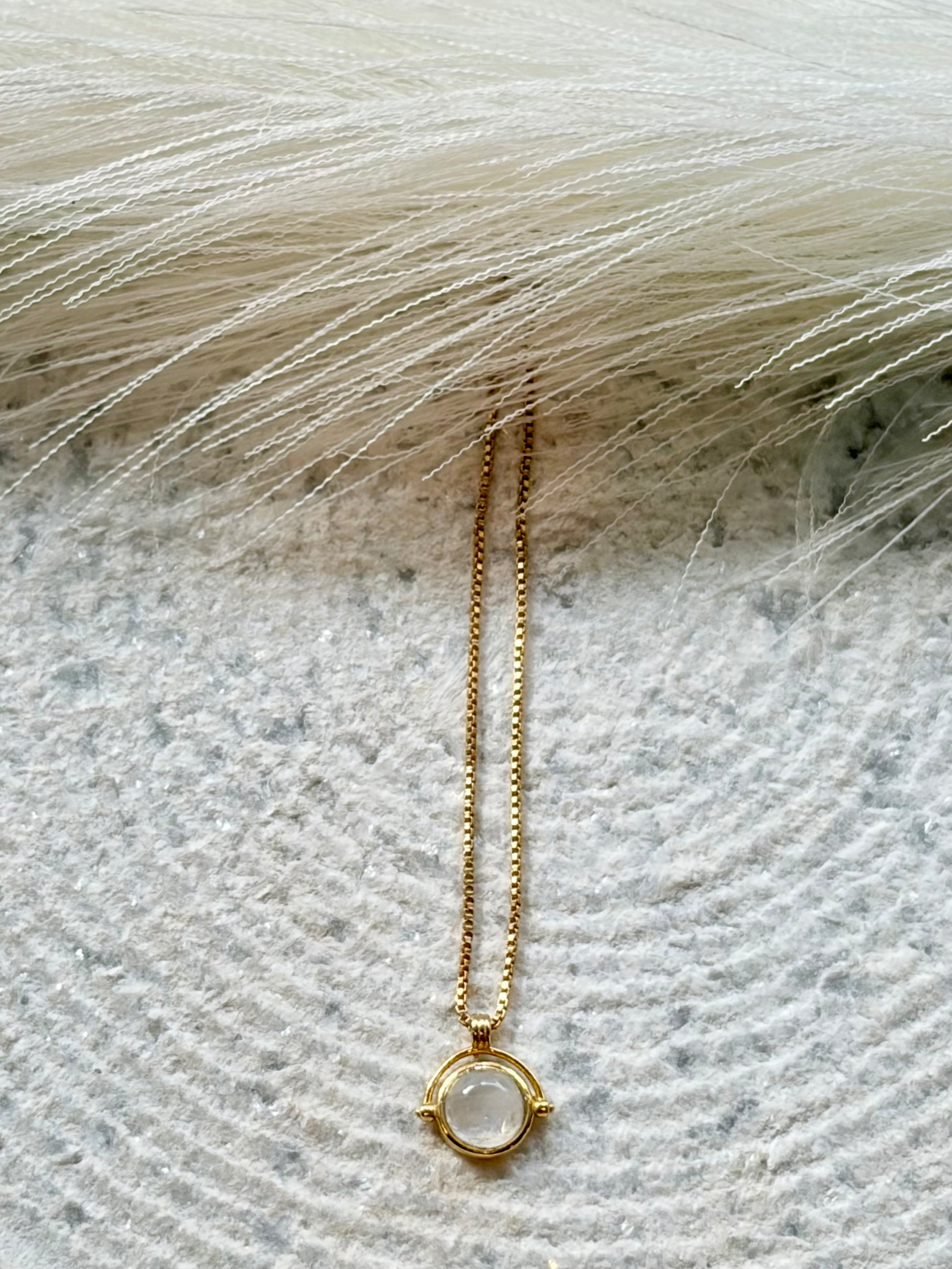 Moonstone Round Necklace Gold Plated Gemstone – House of Tarasya

