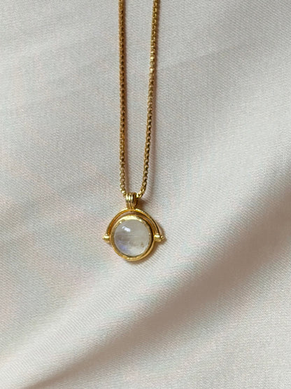 Moonstone Round Necklace Gold Plated Gemstone – House of Tarasya
