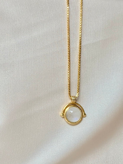 Moonstone Round Necklace Gold Plated Gemstone – House of Tarasya
