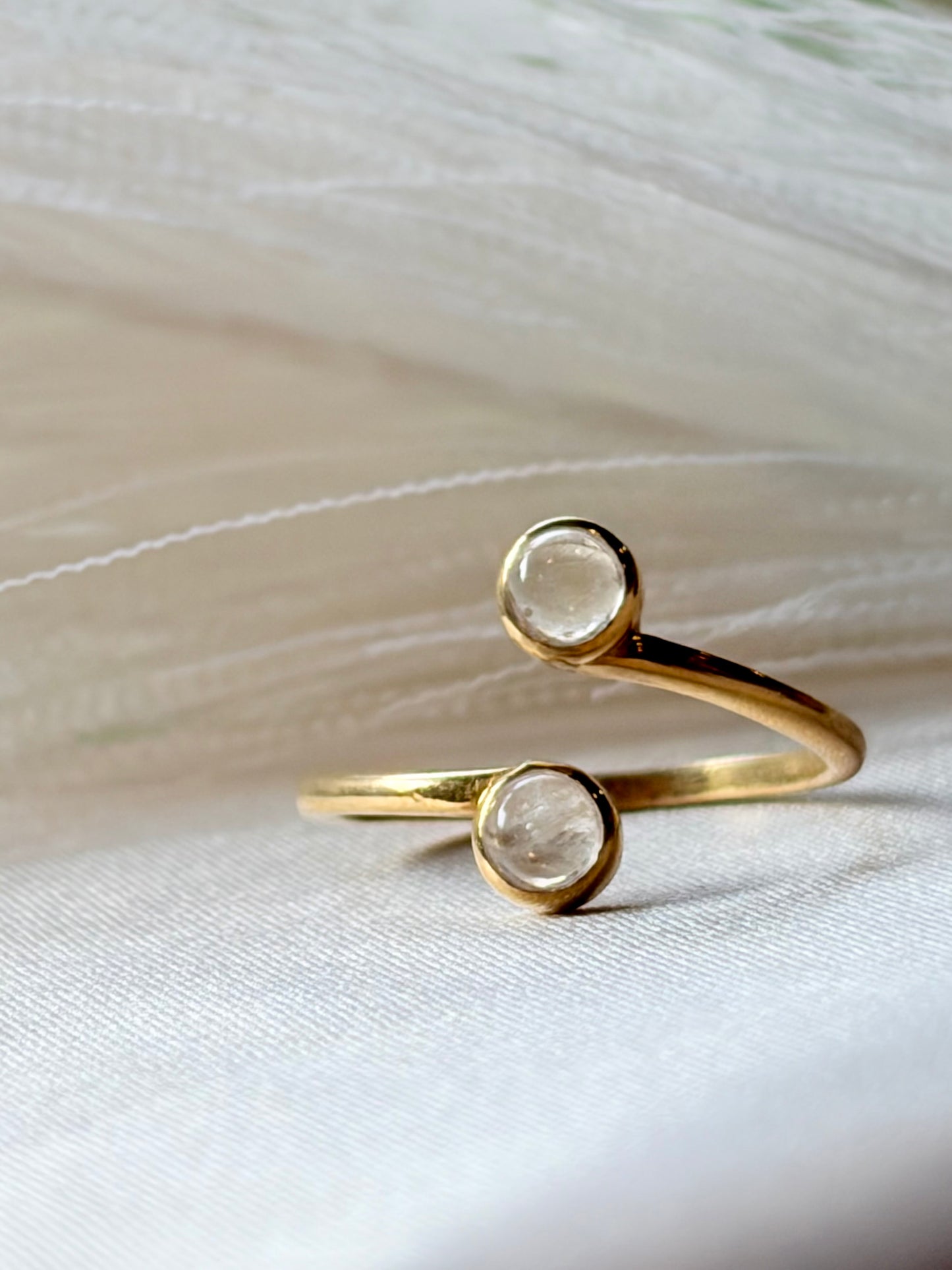 Moonstone Duo Ring Gold Plated Gemstone – House of Tarasya
