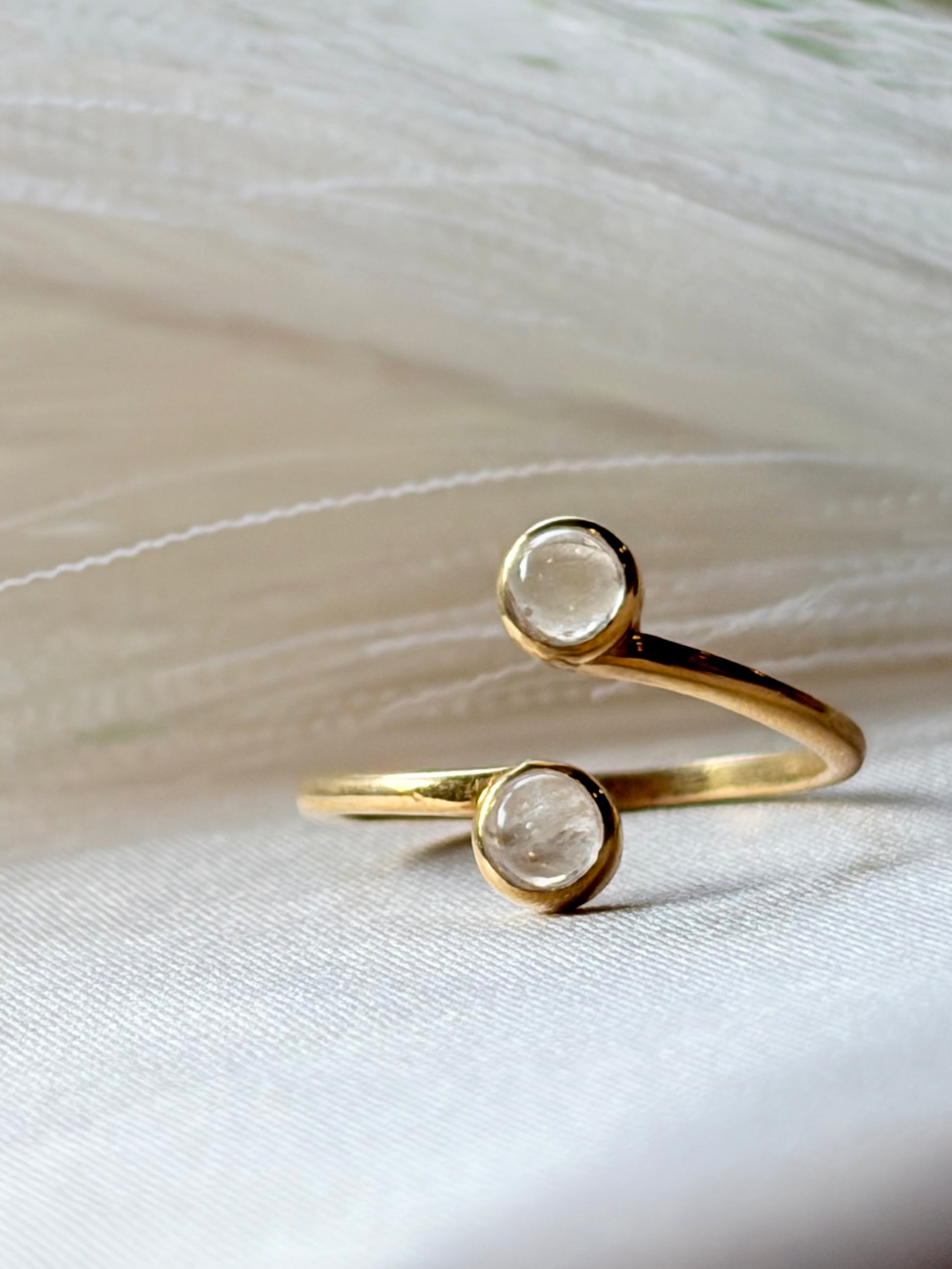Moonstone Duo Ring Gold Plated Gemstone – House of Tarasya
