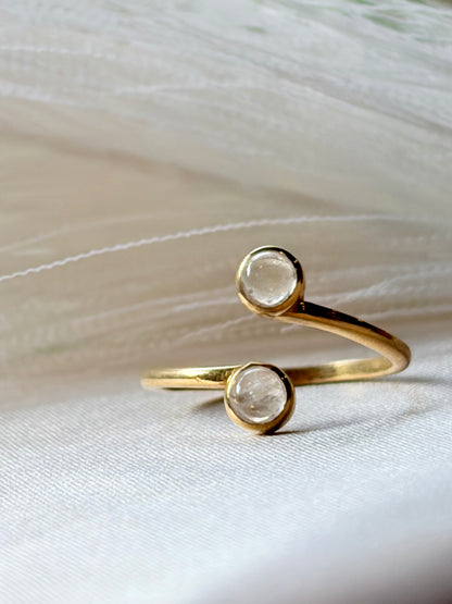Moonstone Duo Ring Gold Plated Gemstone – House of Tarasya
