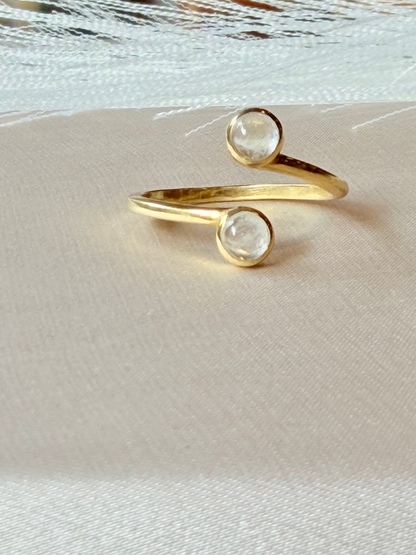 Moonstone Duo Ring Gold Plated Gemstone – House of Tarasya
