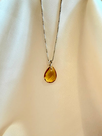 Citrine Teardrop Necklace 925 Sterling Silver – House of Tarasya
