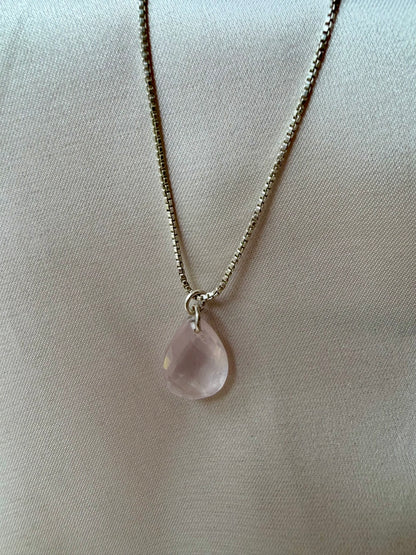 Rose Quartz Necklace Gold Plated Sterling Silver – House of Tarasya
