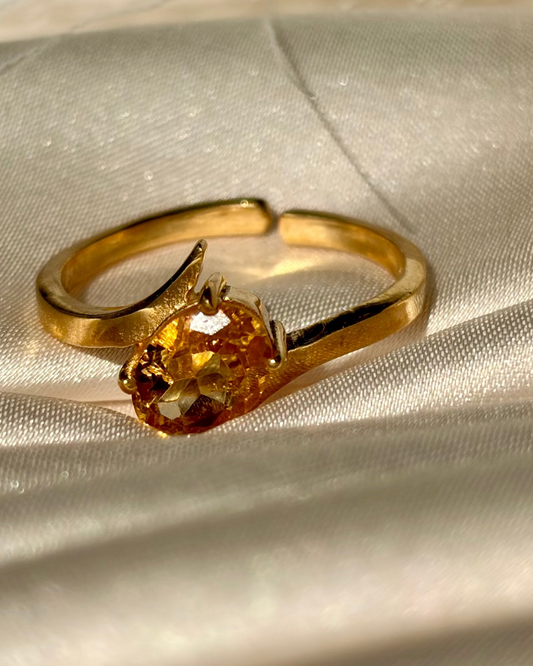 Citrine Inner Glow Ring Gold Plated Gemstone – House of Tarasya

