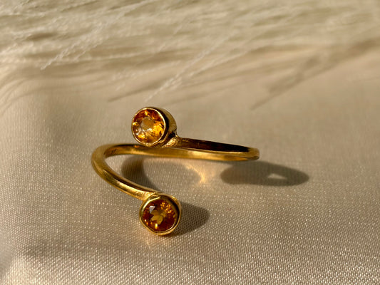 Citrine Open Band Ring Gold Plated – House of Tarasya
