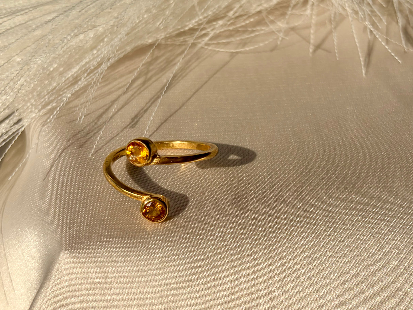 Citrine Open Band Ring Gold Plated – House of Tarasya
