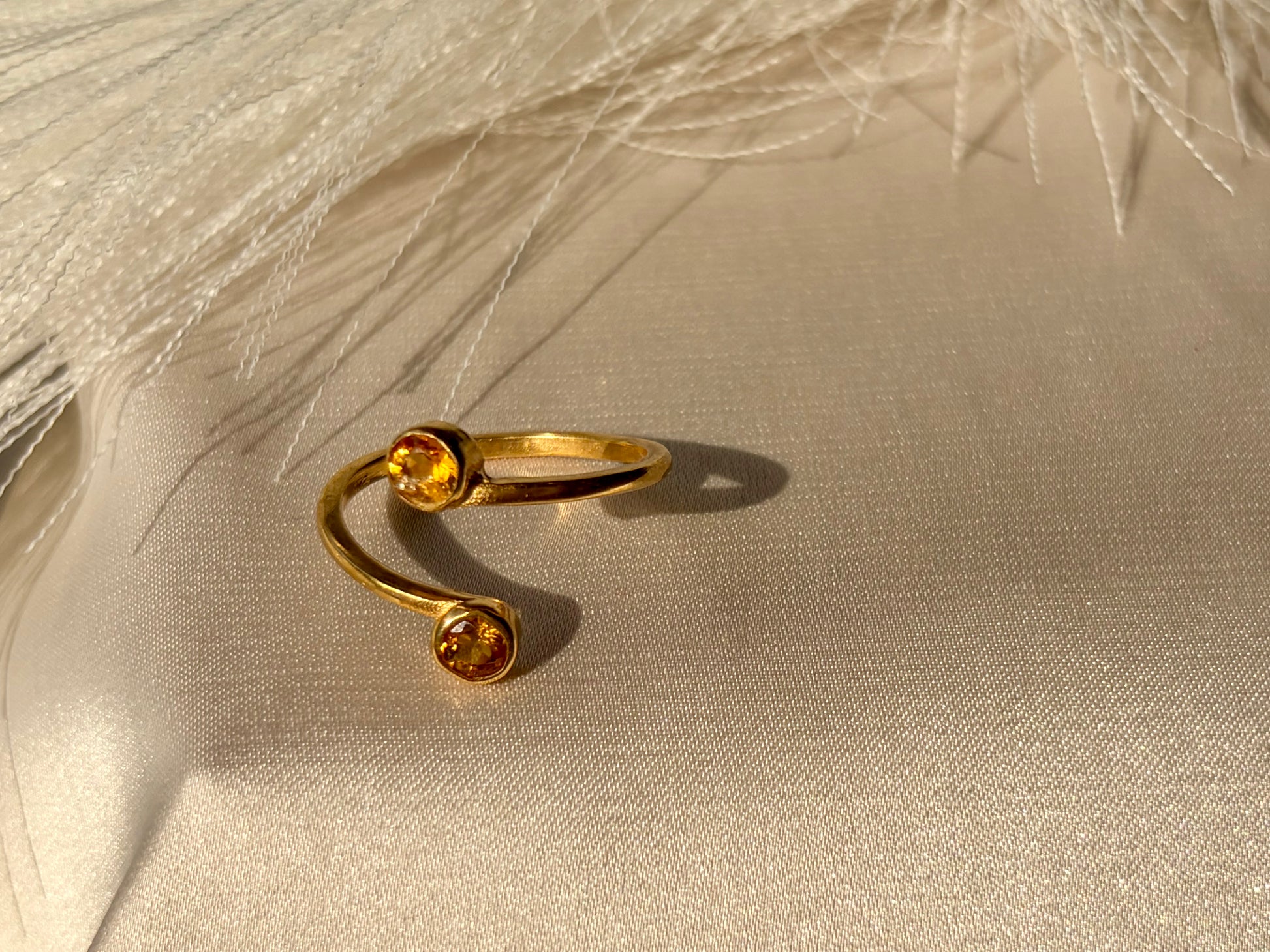 Citrine Open Band Ring Gold Plated – House of Tarasya
